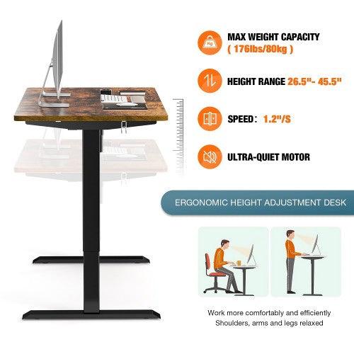 Electric Standing Desk, 48 x 24 inches Whole Piece Deskboard Adjustable Height Desk, Quick Assembly, Ultra-Quiet Motor (Brown) - Toytexx Electric Standing Desk, 48 x 24 inches Whole Piece Deskboard Adjustable Height Desk, Quick Assembly, Ultra-Quiet Motor (Brown) - Toytexx
